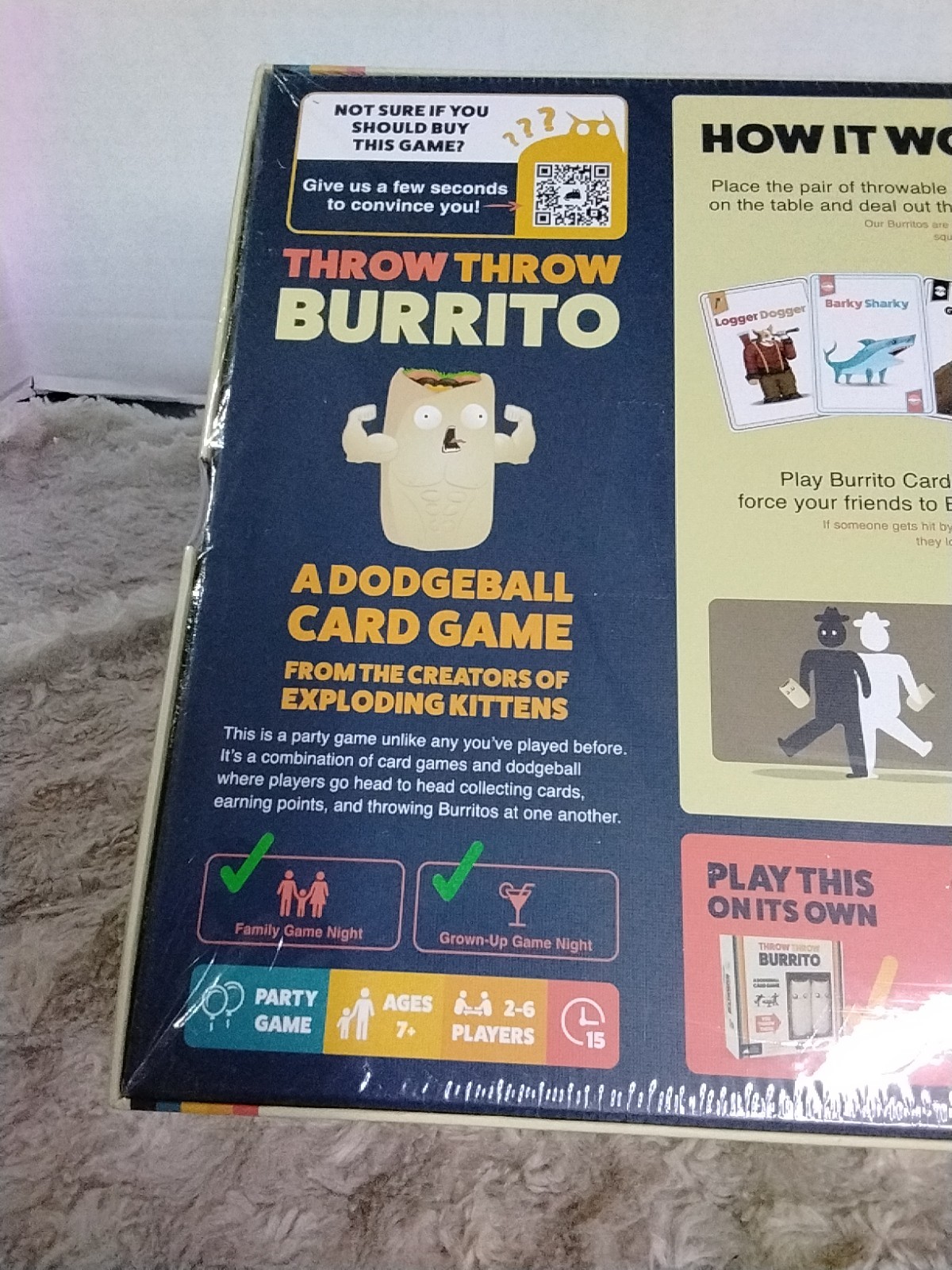 New: Throw Throw Burrito Dodgeball/ Card Game By Exploding Kittens. Party Game