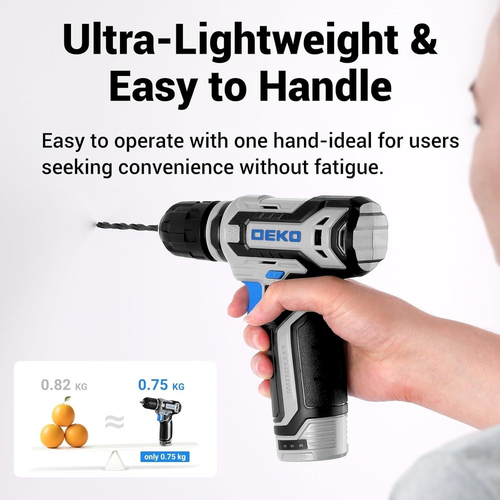 Tool Set: Tool Kit with 12V Cordless Drill, Hand Toolbox with storage case, Mech