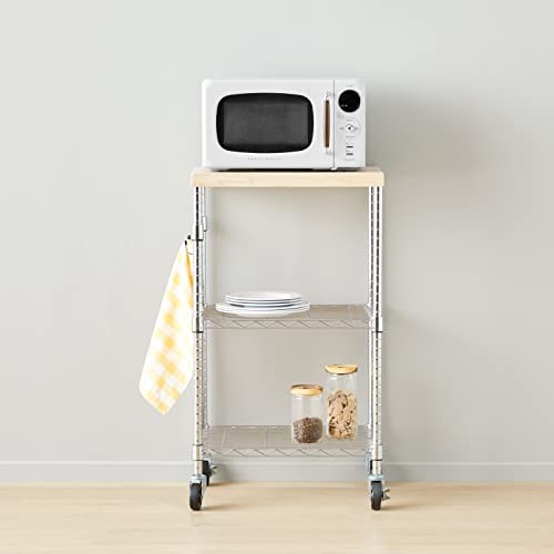 Amazon Basics Portable 3-Tier Kitchen Storage Rack w/Caster Wheels Adjustable