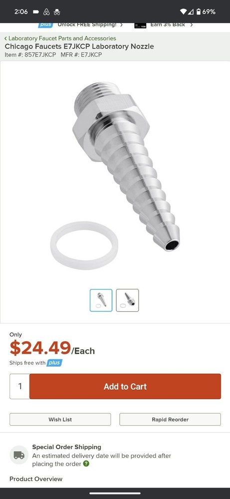 Serrated Laboratory Faucet Nozzle