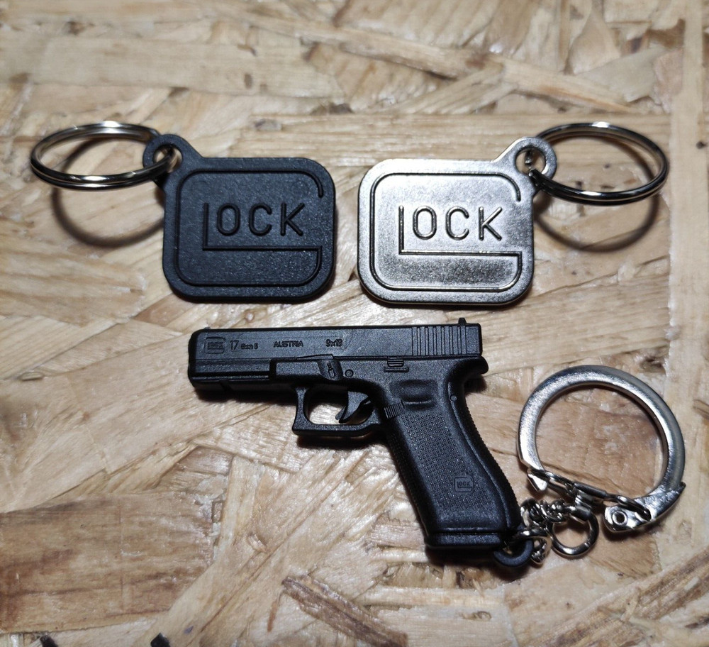 Glock Logo Silver Metal Keyring