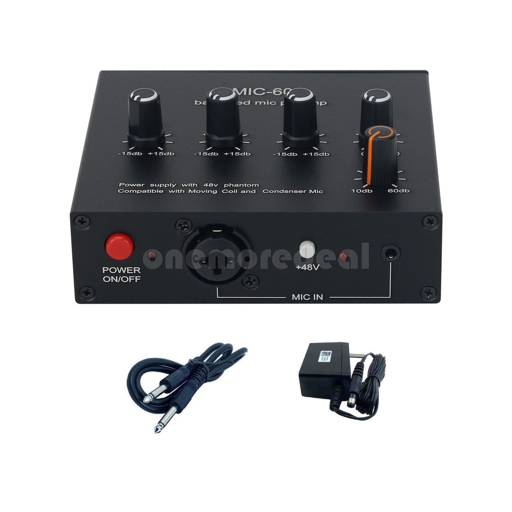 MIC-60 Balanced Mic Preamp Built-in 48V Phantom Power Supply Dynamic Micro Amp