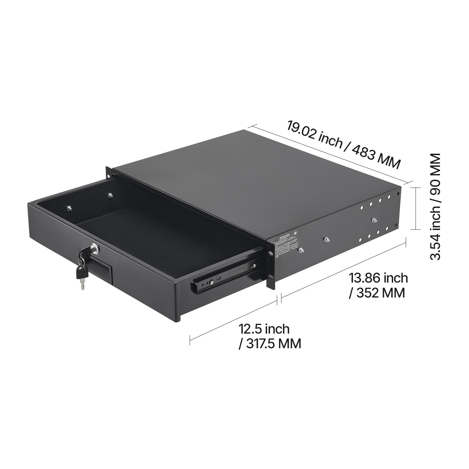 Uimoso 2U Rack Mount Drawer, Lockable, 50 lbs Capacity for 19-Inch Server Rack