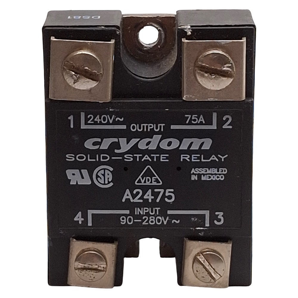 Crydom A2475 Solid-State Relay, SPST-NO, 90-280VAC Input, 75A 240VAC Output