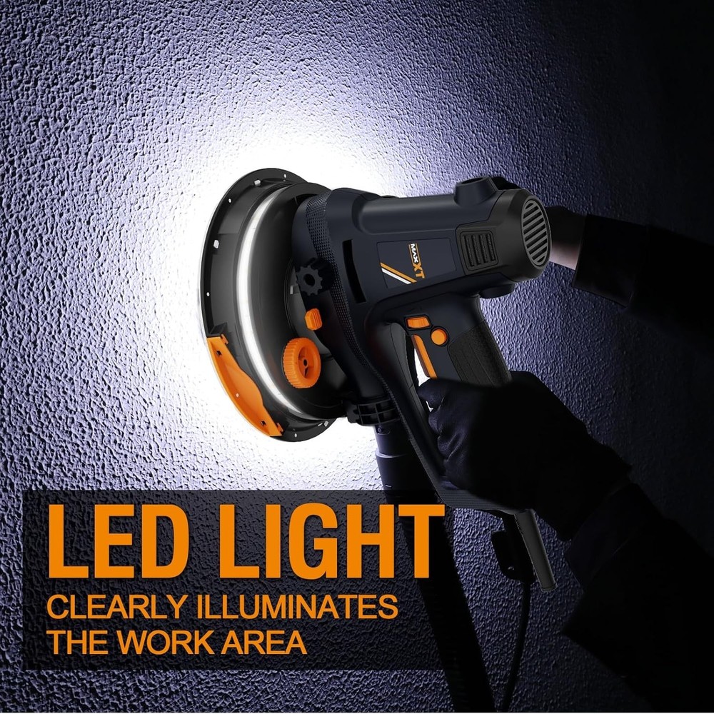 Electric Handheld Drywall Sander with Variable Speed and Dust Extraction Feature