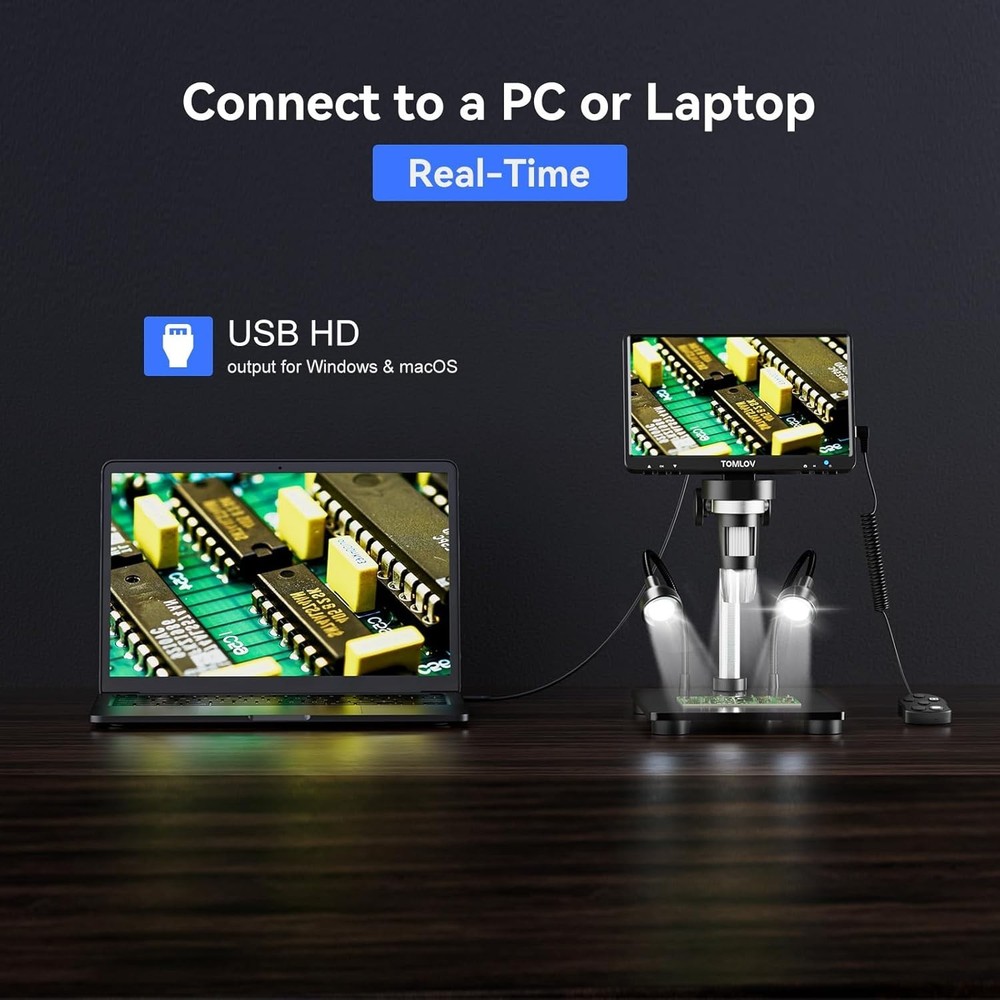 Explore Microscopic Wonders: DM9B 1200X LCD Microscope with Rotatable 7" Screen