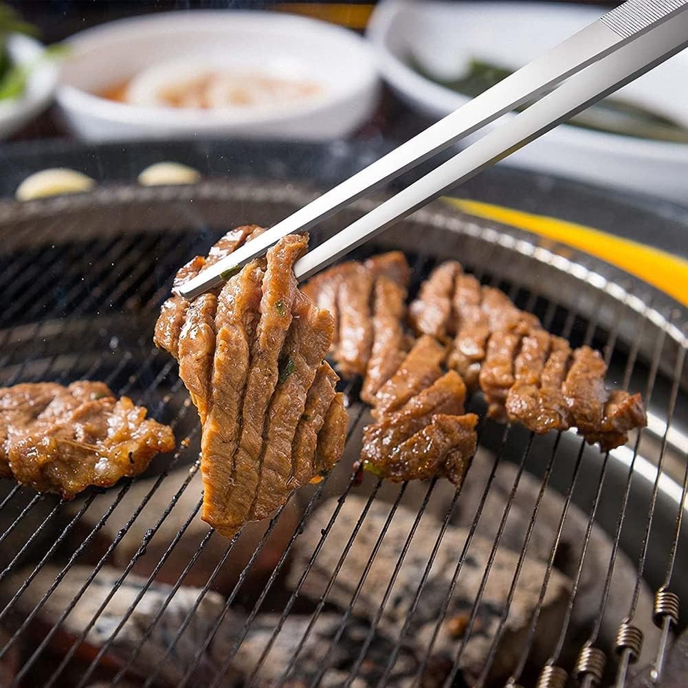 2Pcs Stainless Steel Kitchen Tweezers, 12-Inch Culinary Fine Tweezer Tongs Food.