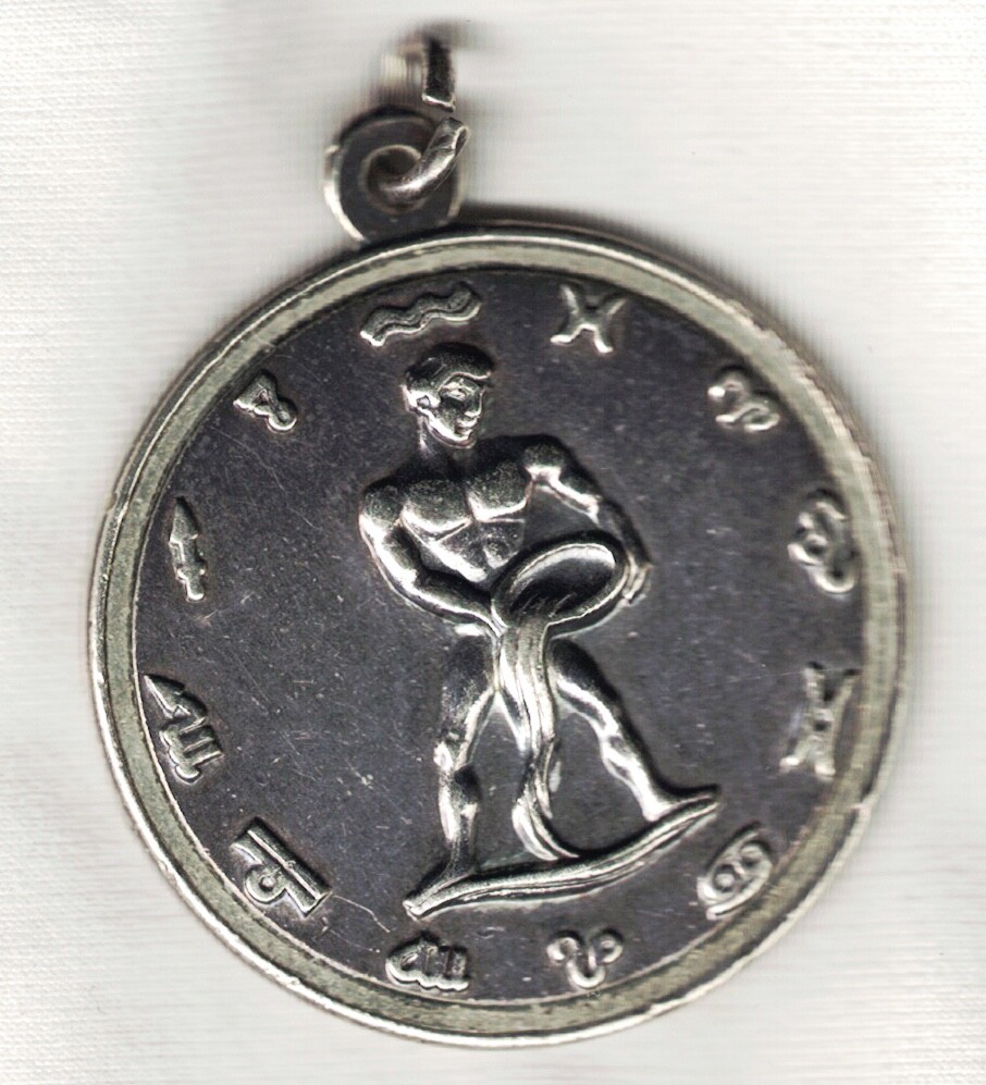 OLD GREEK HOROSCOPE SILVER MEDAL.