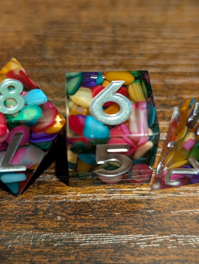 Sharp Edge Resin Dice 7 Piece Set for Dungeons And Dragons / TTRPGs