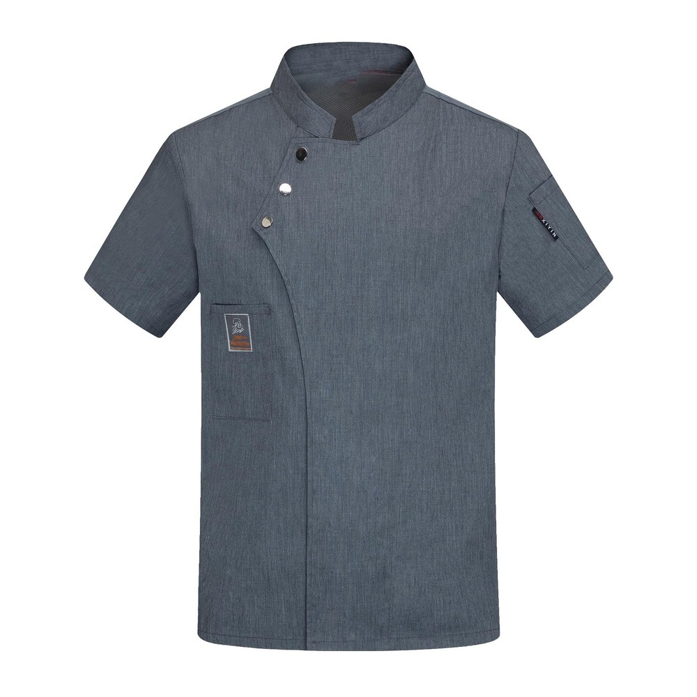 Unisex Chef Coat Short Sleeve Jacket Breathable Comfortable Button Uniform