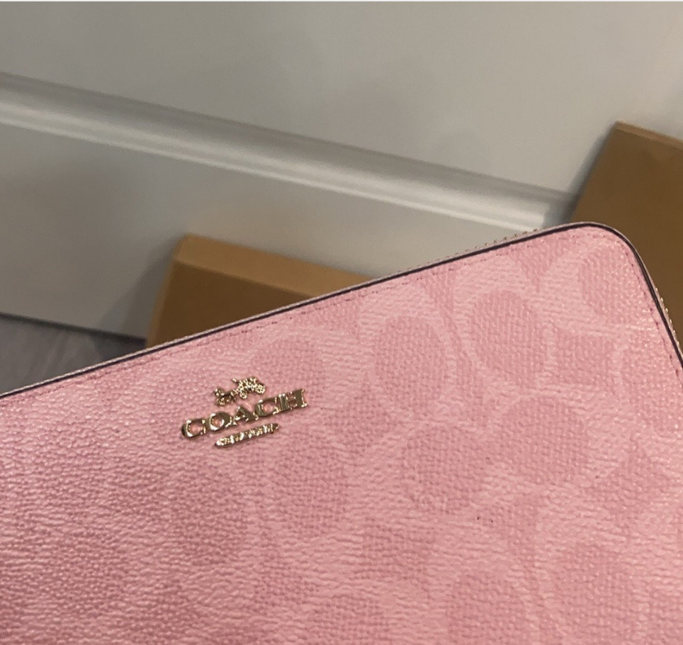 NEW Coach Long Zip Around Wallet In Signature Canvas CW778 Powder Pink