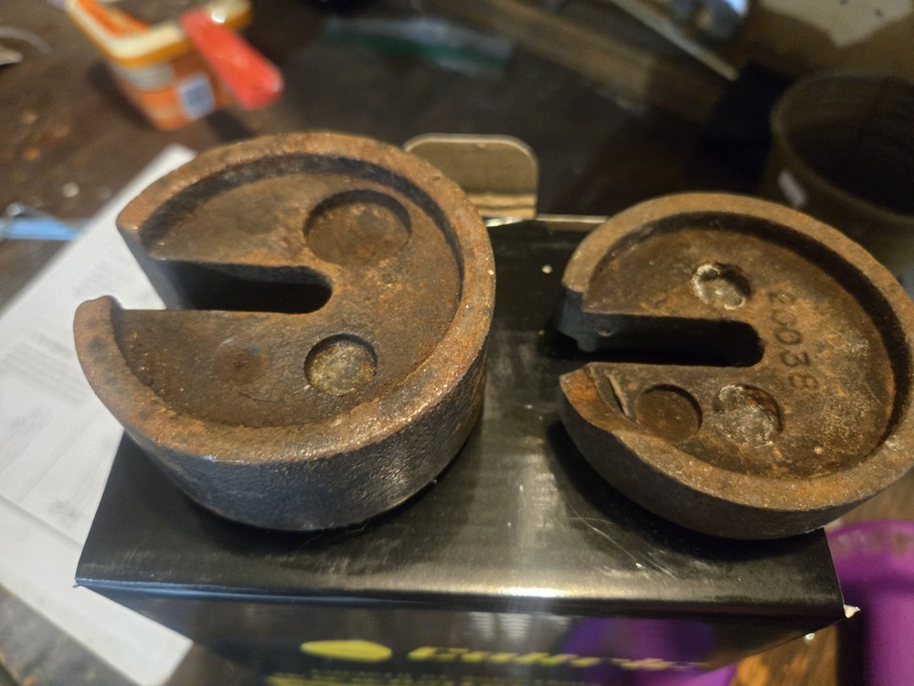 2 Antique Platform Scale Weight Sets Cast Iron? 2 # & 1 Lb