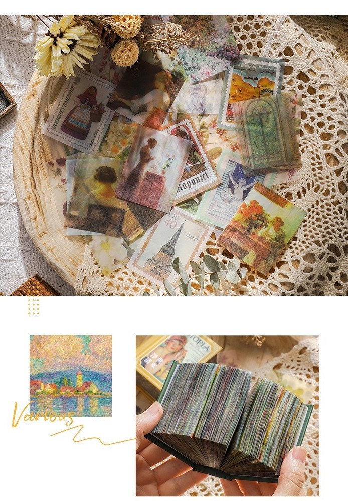 400 pages Impressionism mini vellum paper book, Assorted pattern, Art Museum