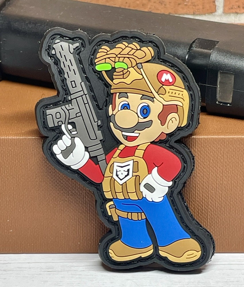 PVC Tactical Morale Patch,  Tactical Mario Patch,  Mario Bros. Gun Patch