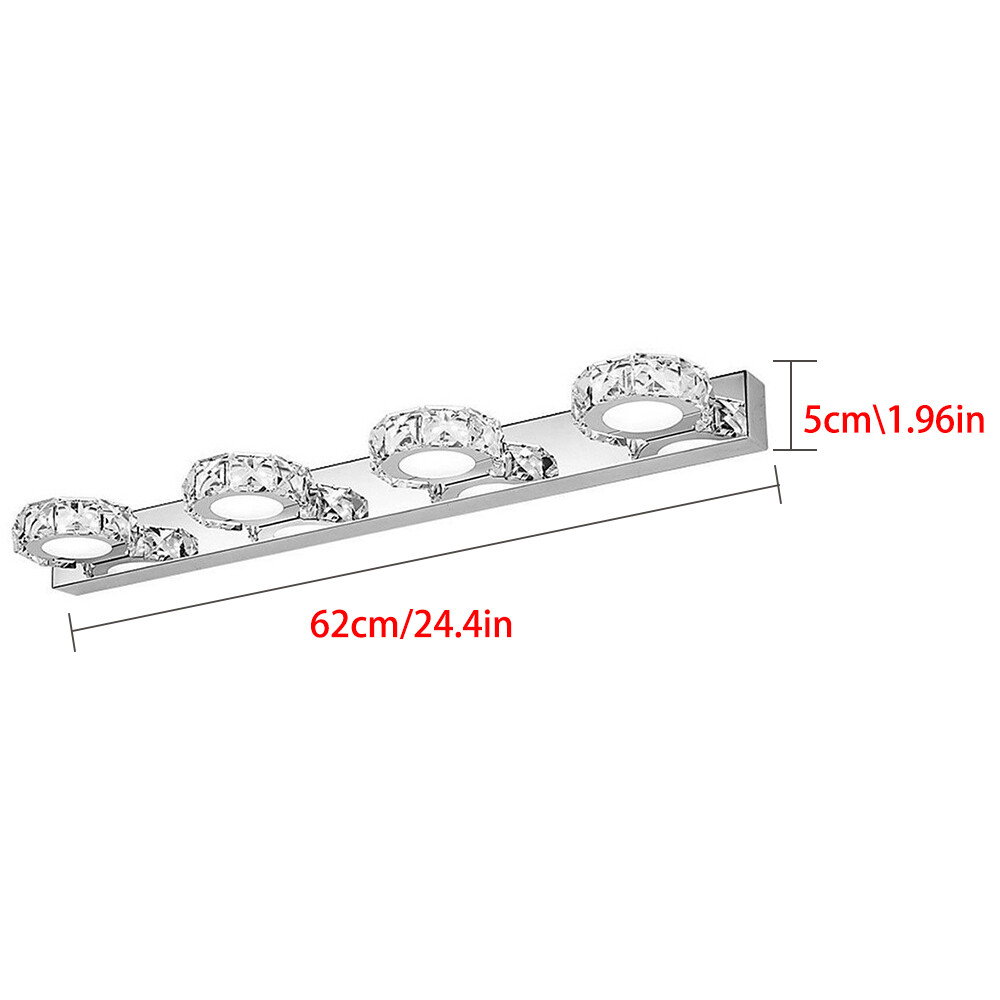 4-Light Bathroom Vanity Light Over Mirror Modern LED Crystal Wall Lamps Fixture
