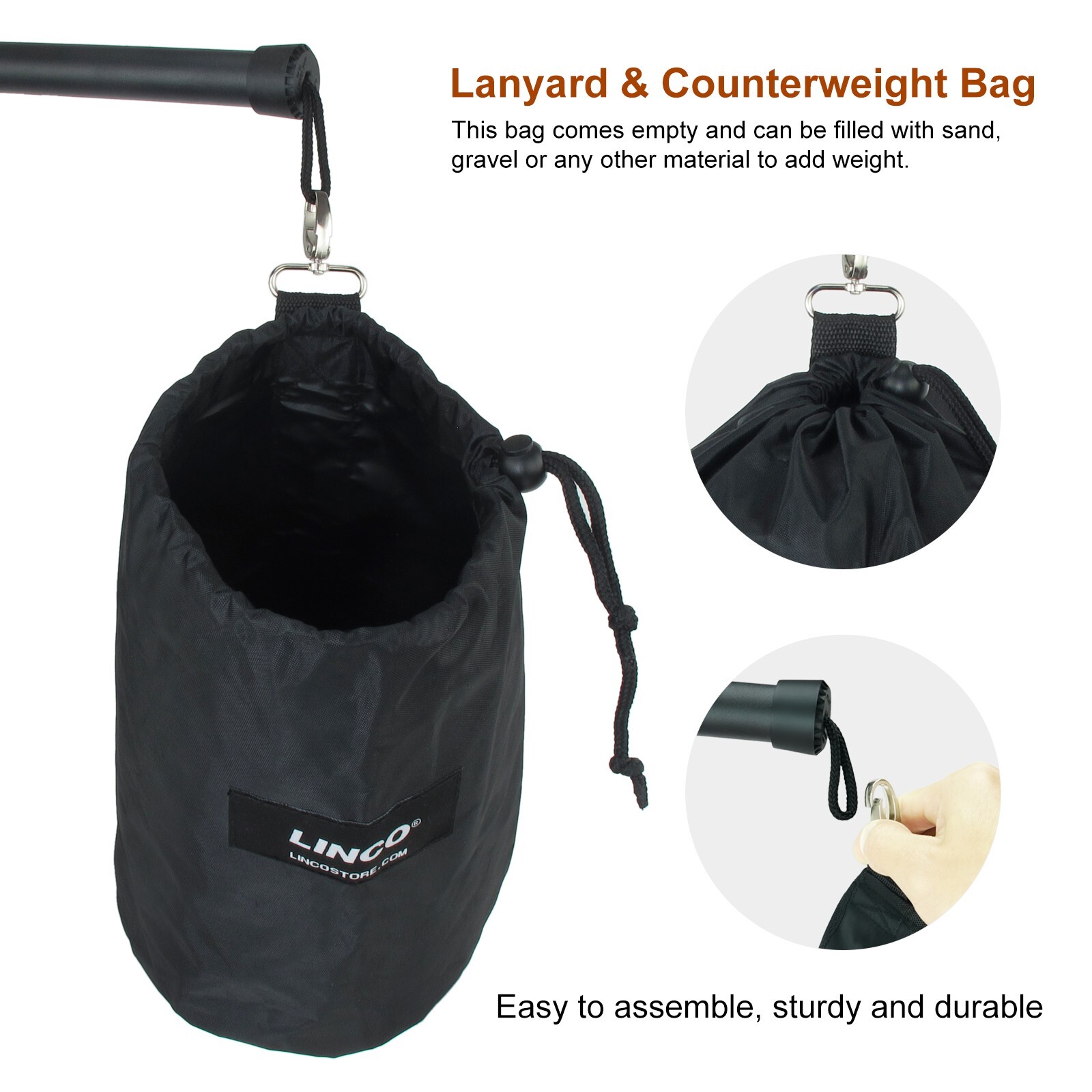 LINCO Zenith Photography Studio Softbox Photo Boom Arm Sand Bag & Tripod Clamp