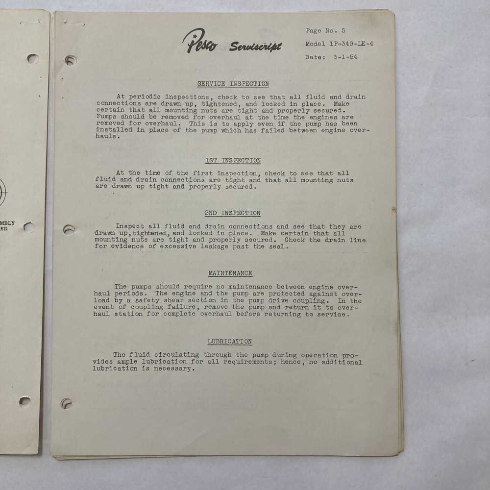 Pesco Serviscript Model 1P-349-LE-4 Series