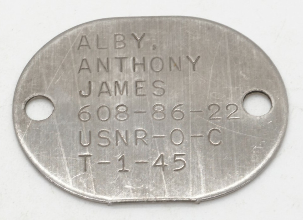 WWII 1945 Navy Naval Dog Tag T-1-45