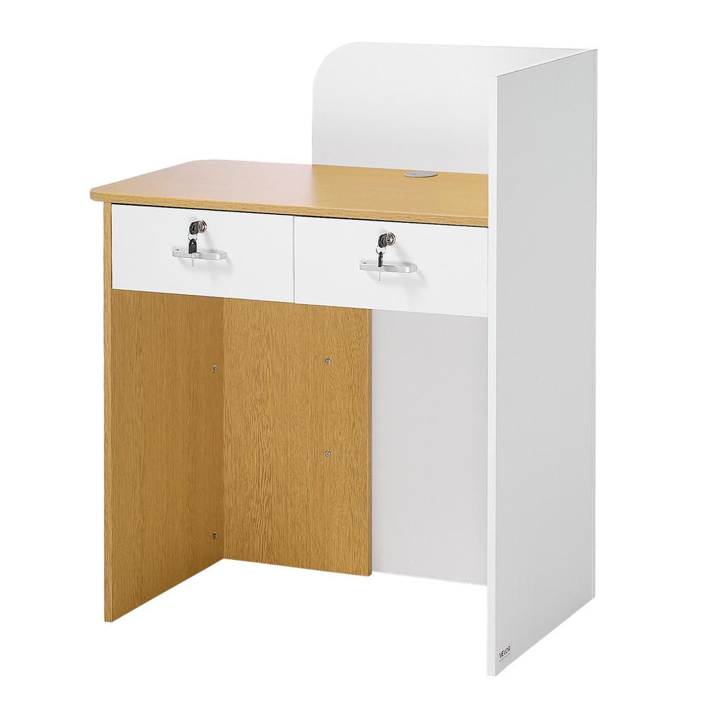 VEVOR Reception Desk 31.5 inch Rectangular Front Counter Table with LED & Drawer