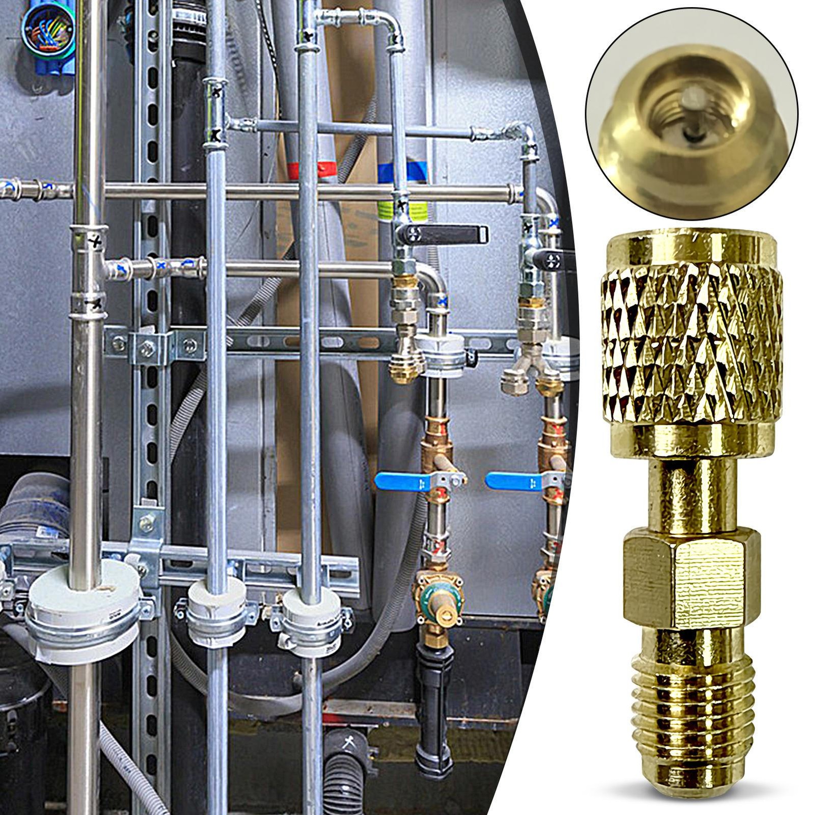 HVAC R32 Reverse Thread 1/4” Female And Male Adapter For A2L R454B/R32 Tanks