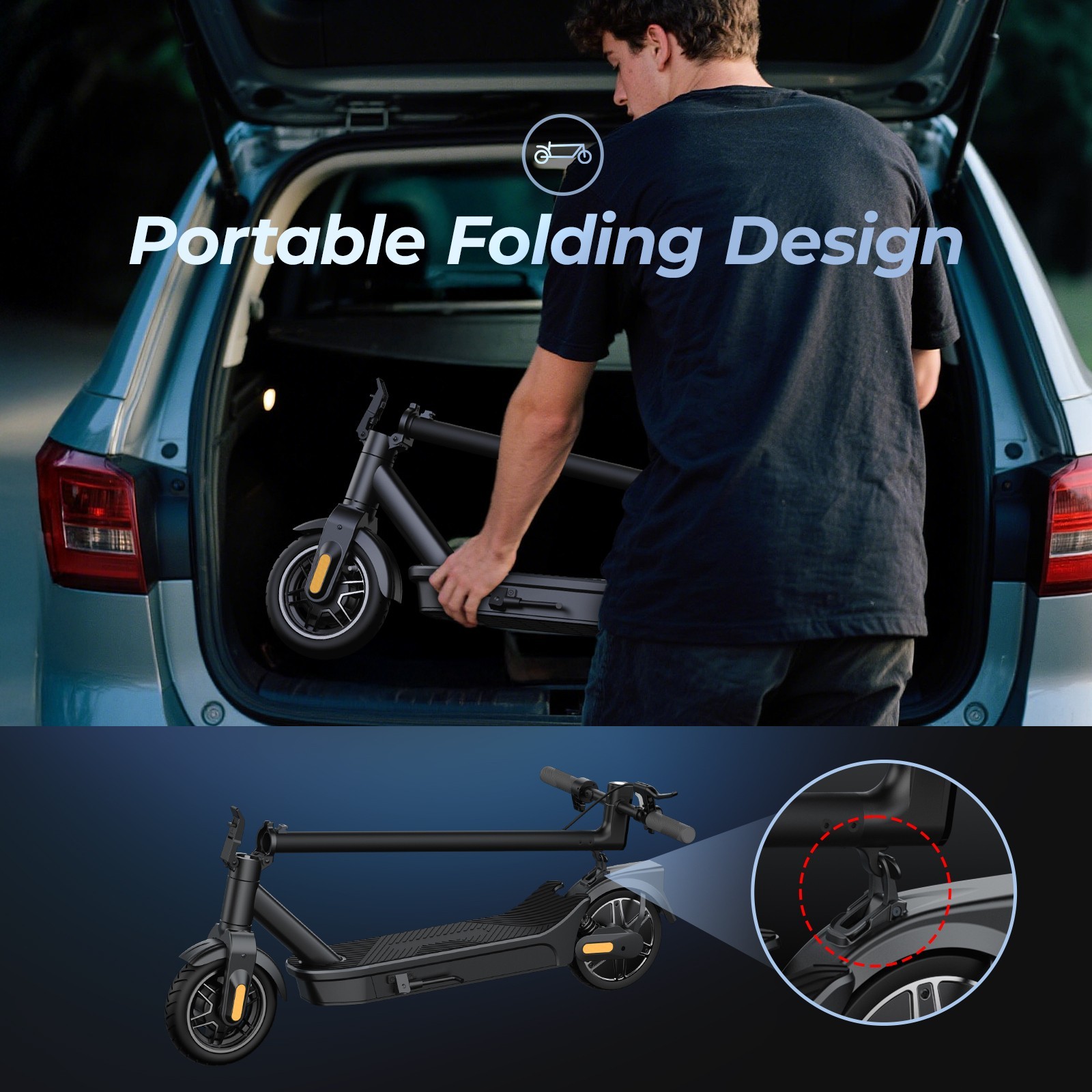 500W Commuter Electric Scooter For Adult 22MPH 20 Mile Range 8.5" Solid Tires