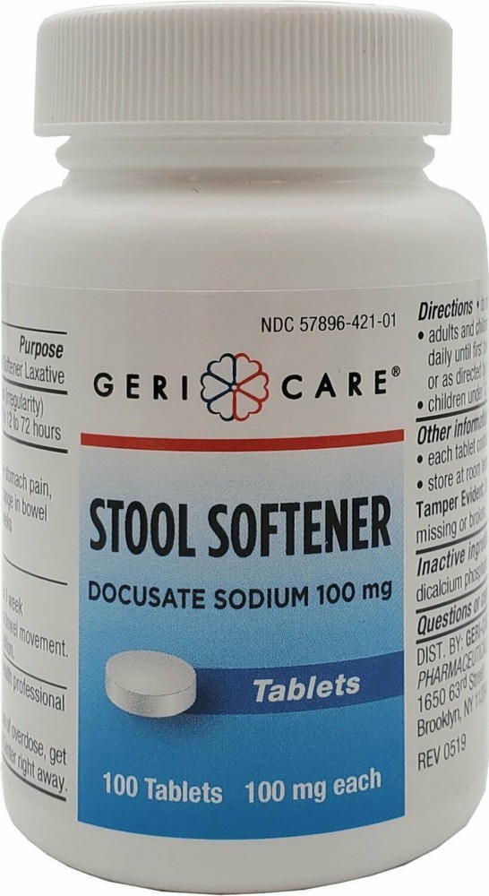 Gericare Docusate Sodium 100mg Stool Softener Tablets For Constipation 100 Count