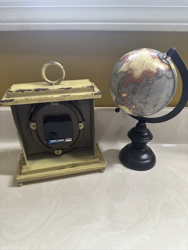 Decorative Tabletop Globe And Tabletop Clock Set