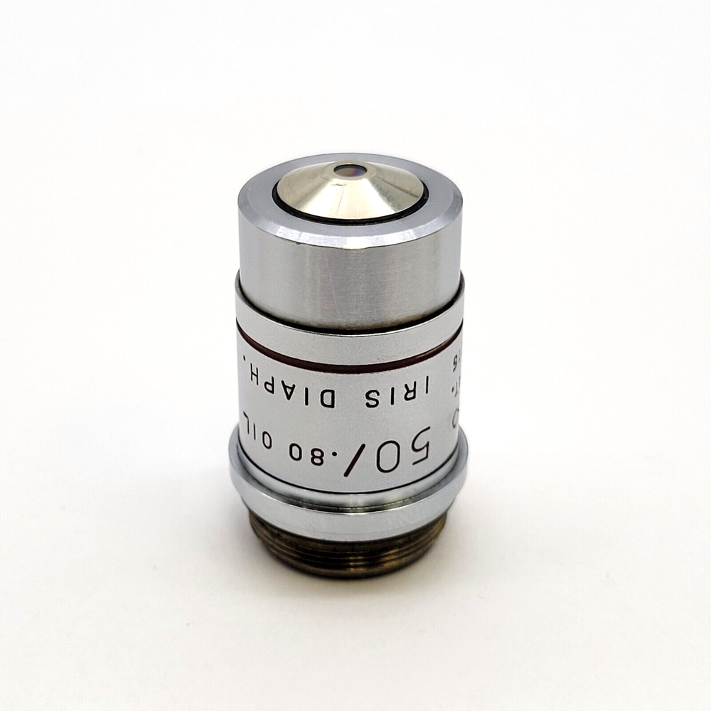 AO American Optical Microscope Objective Plan Achro 50x Oil with Iris Diaphragm