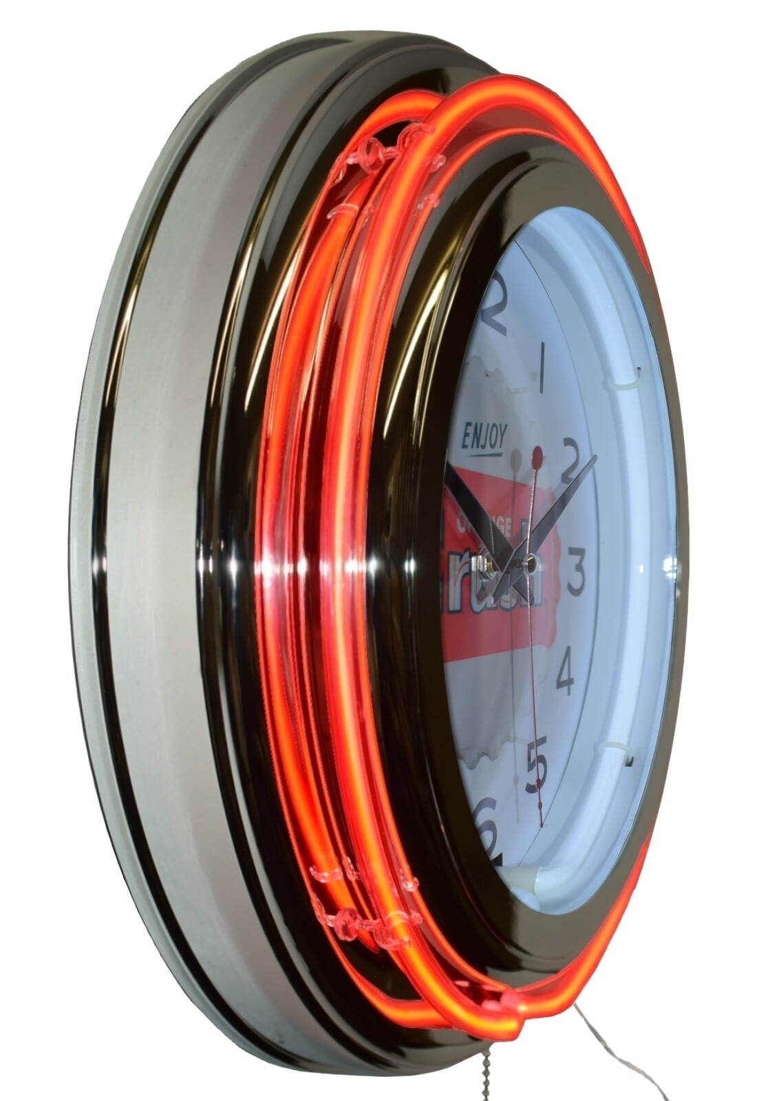 15" Enjoy Orange Crush Soda Bottle Cap Double Neon Clock Home Decor (Orange)