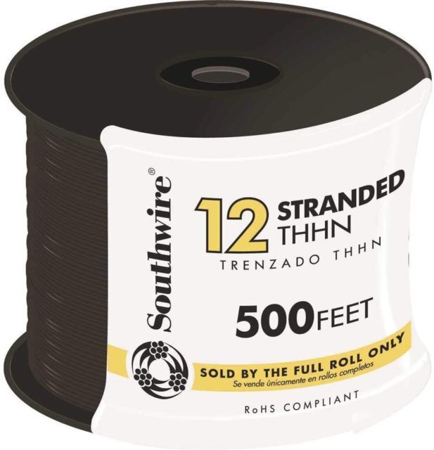 Southwire 500' 12Str Blk Thhn Wire