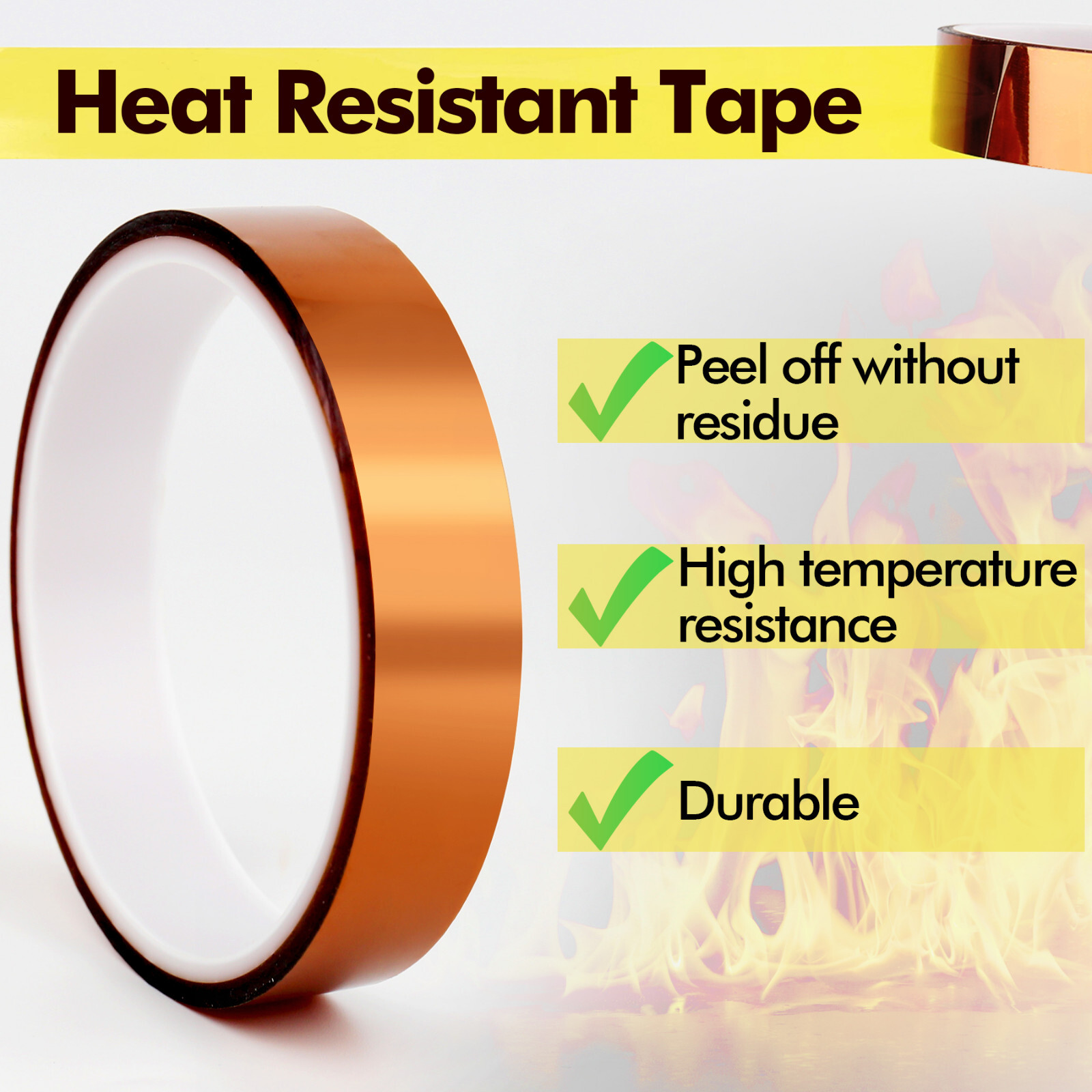 A-SUB 4 Rolls 10mm 108ft Kapton Polyimide High Temperature Heat Resistant Tapes