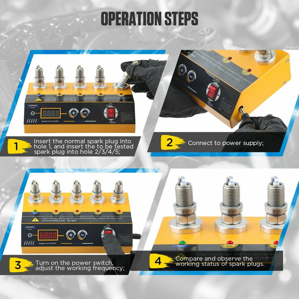 AUTOOL 5 Holes Car Spark Plug Tester Analyzer Digital Ignition Testers Tool 110V