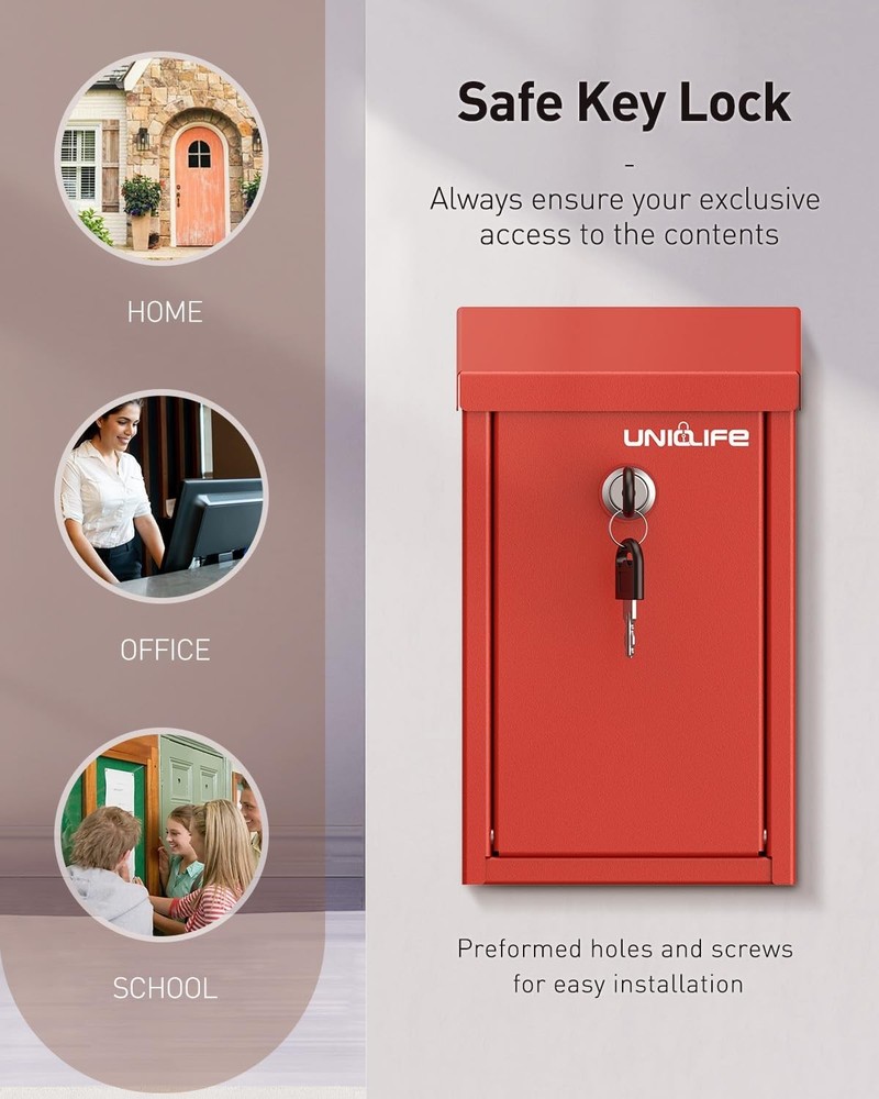 Key Drop Box for Outside Red Metal Donation Lock