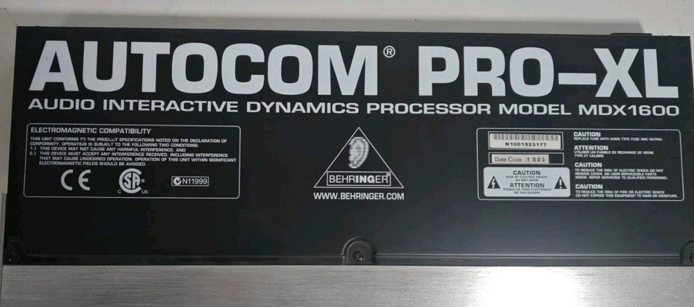 BEHRINGER AUTOCOM PRO-XL MDX 1600 AUDIO INTERACTIVE DYNAMICS PROCESSOR
