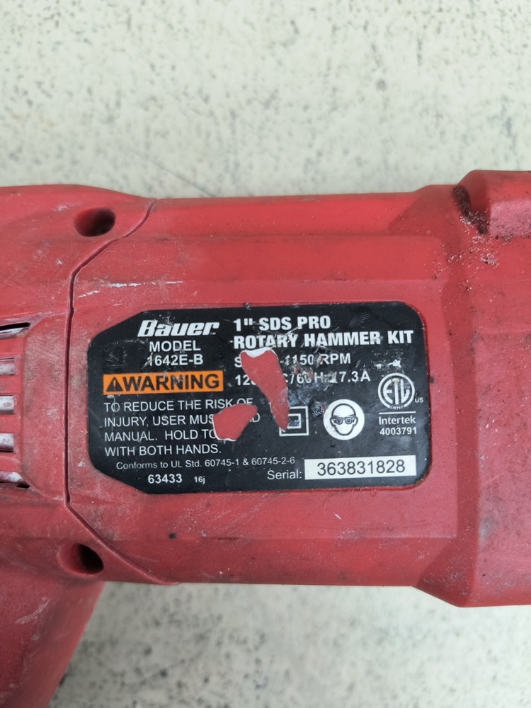 Bauer 1" SDS Pro Rotary Hammer Kit Model 1642E-B