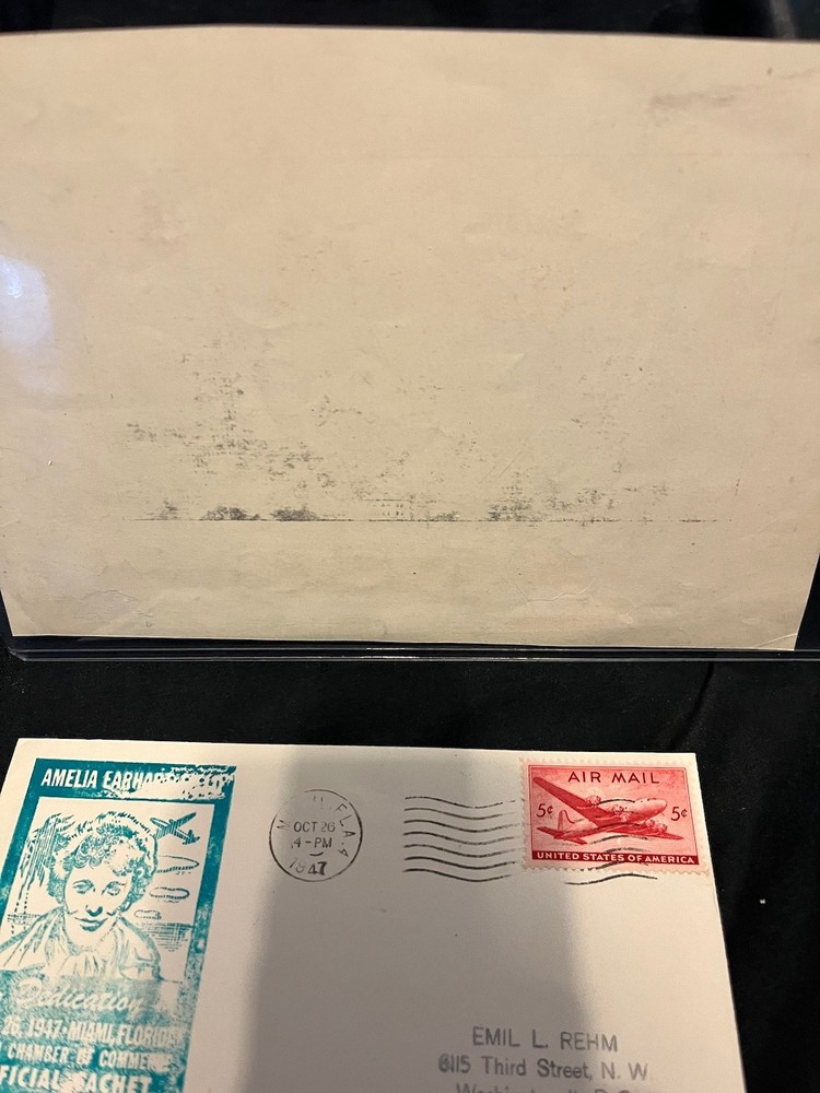 Amelia Earhart Signed Postcard W/Extras
