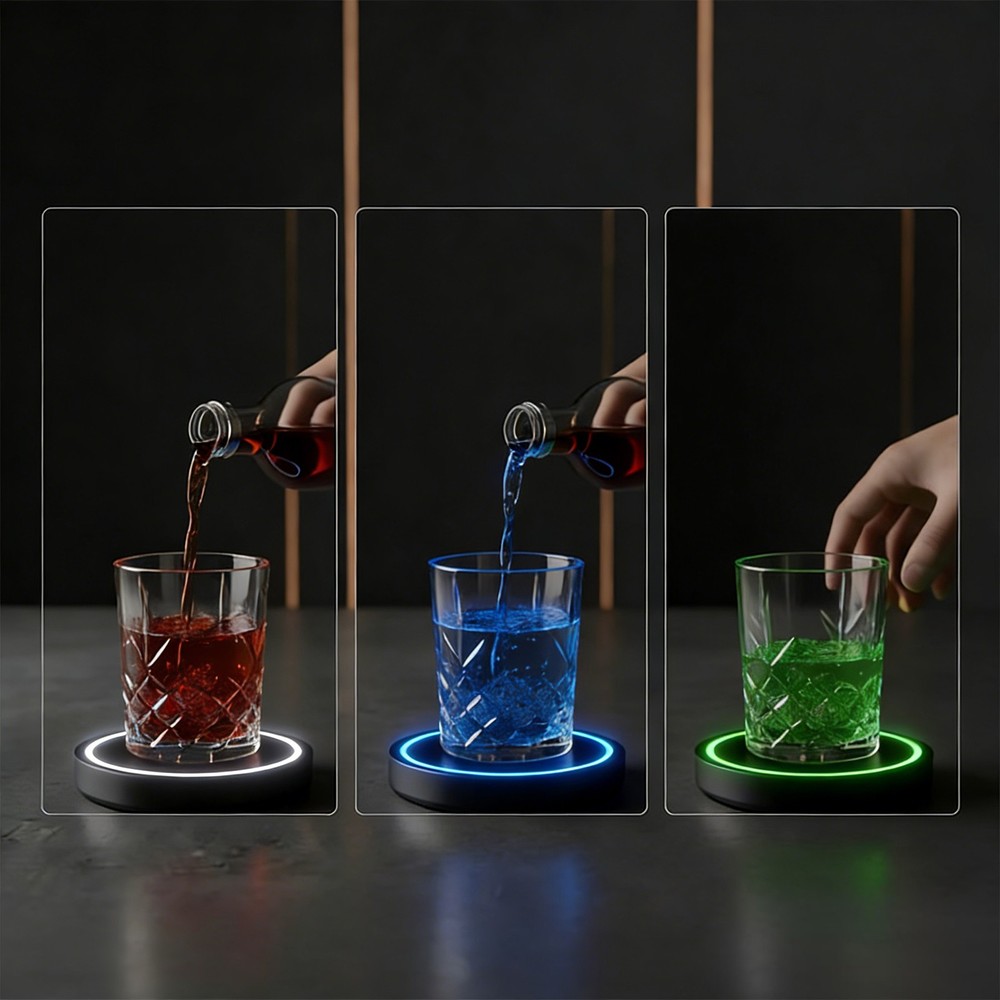 Cocktail Coaster Interactive Lighting Easy to Clean & Carry