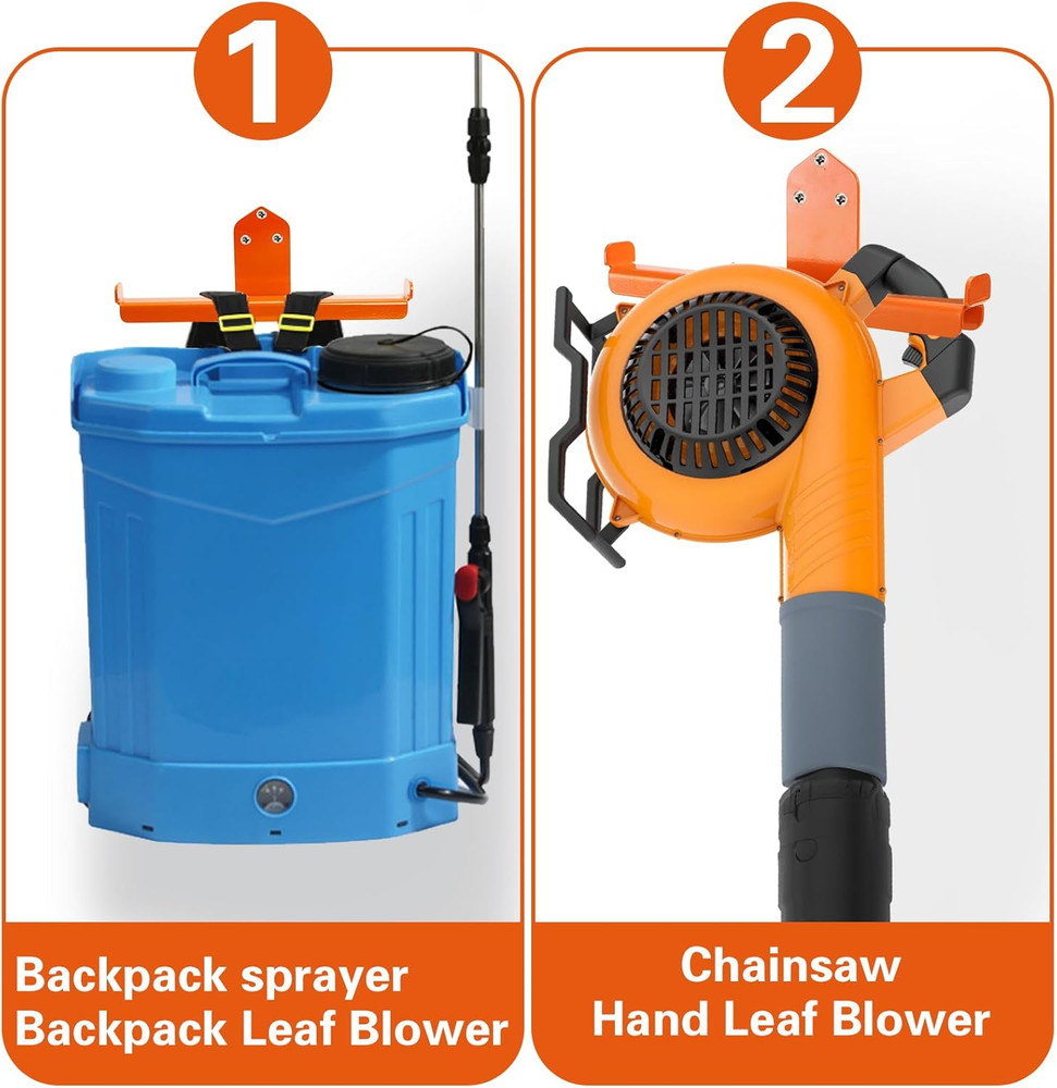 Heavy-Duty Backpack Blower Wall Mount Rack for Garage Organization