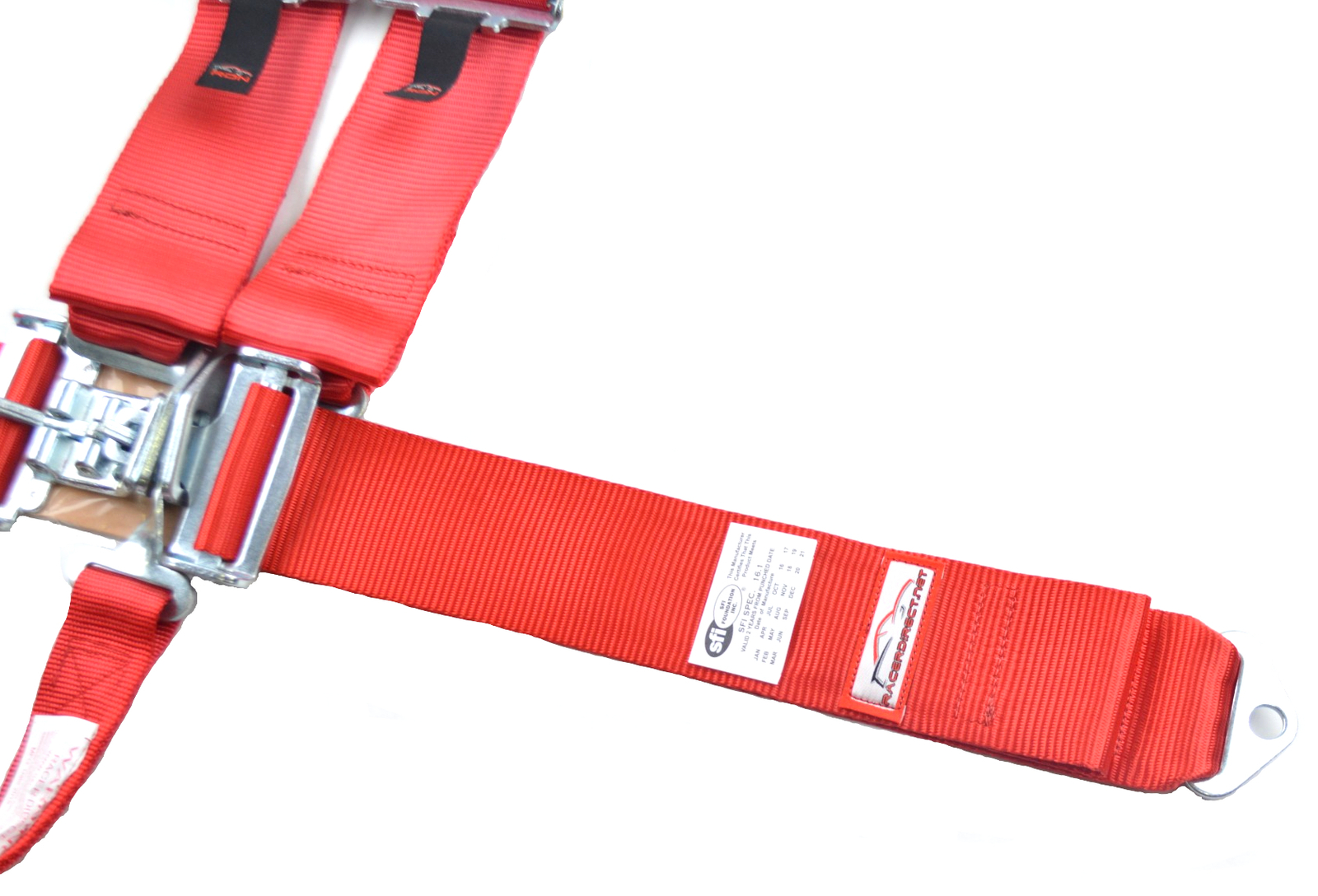 RACE HARNESS RACERDIRECT SFI 16.1 RED ROLL BAR MOUNT SEAT BELT