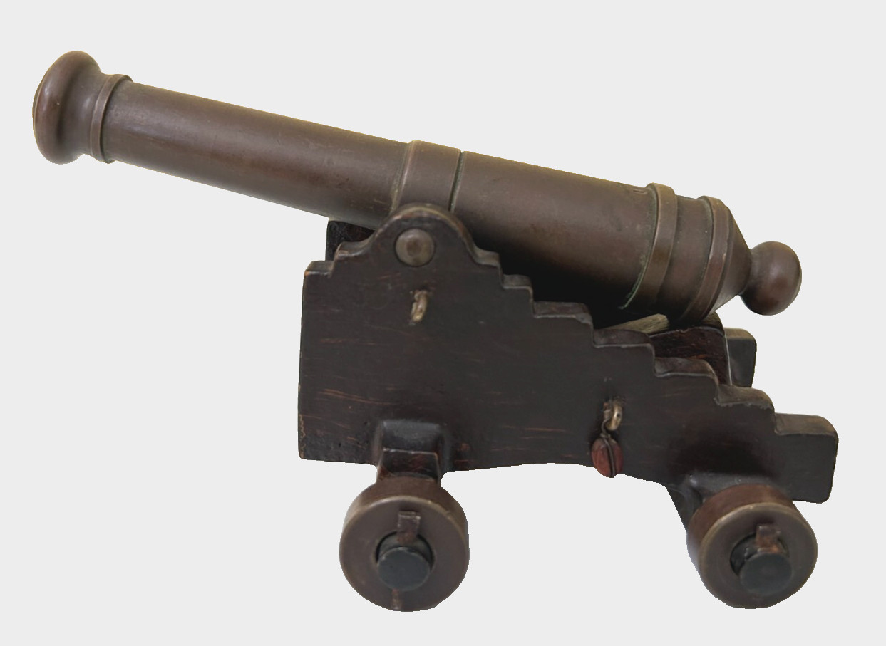 Reproduction U.S. Garrison Cannon Cast Iron With Brass Barrel Exceptional Detail