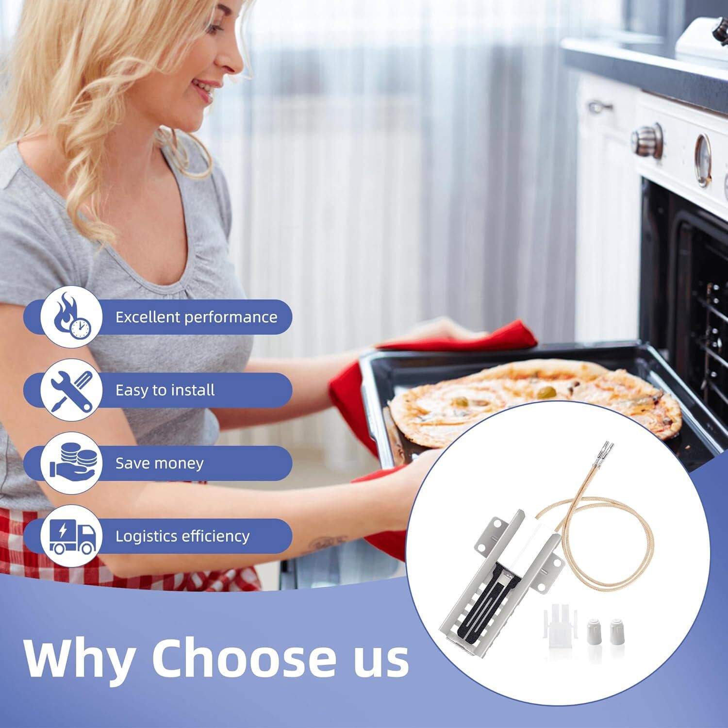 WB13K21 Igniter for GE Kenmore Frigidaire Samsung Hotpoint 5303935066 WB13K0021