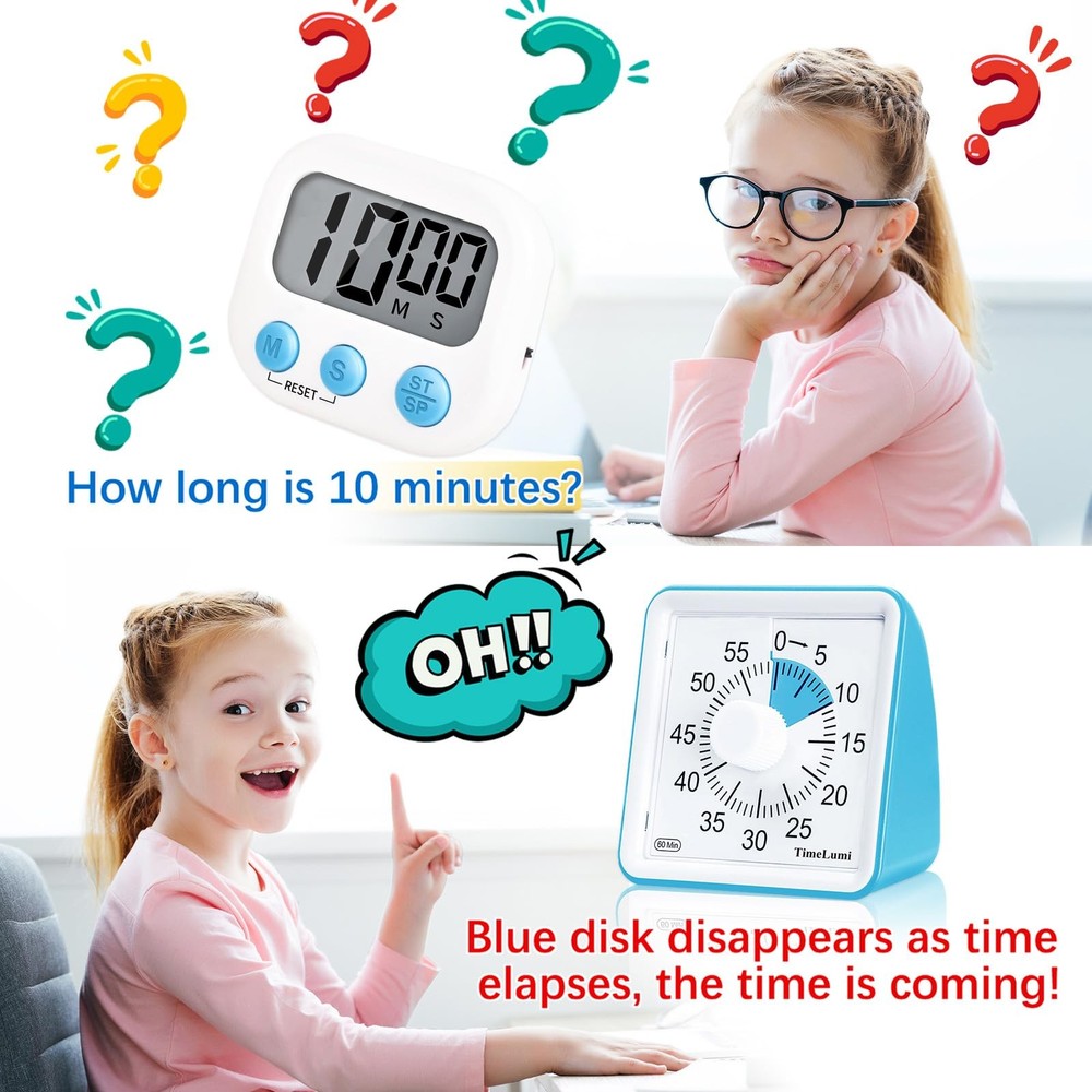 60-Minute Visual Timer for Kids, Time Management Tool Study Classroom Timer, ...