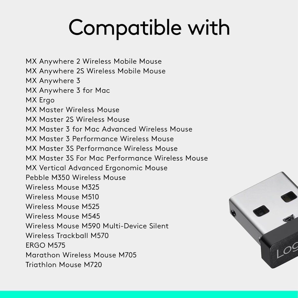 Logitech USB Receiver - Dual Compatibility for PC and Mac with Advanced Wireless