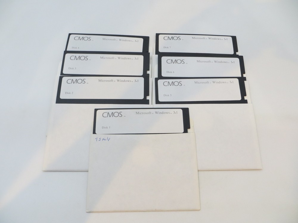 5.25" Floppy Disk MICROSOFT WINDOWS 3.1 vintage computer CMOS 7 discs