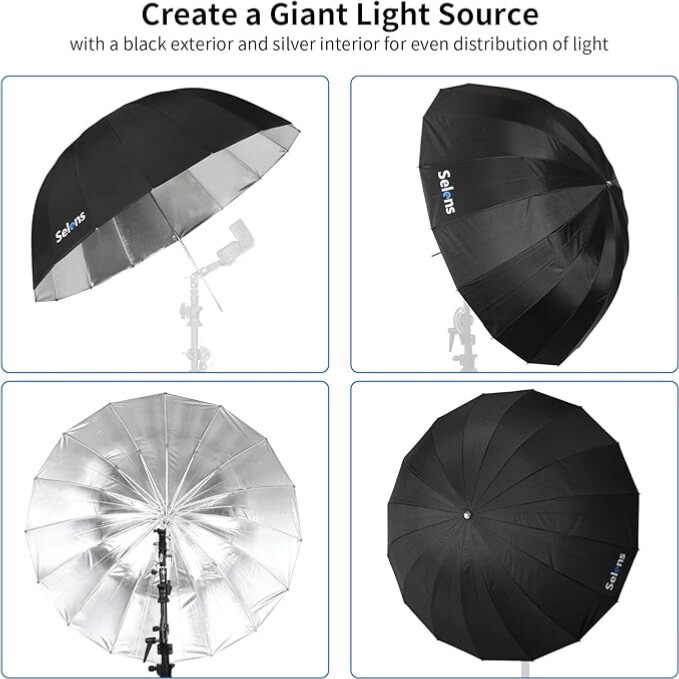 Selens 41 Inch Parabolic Umbrella with Diffuser Cover
