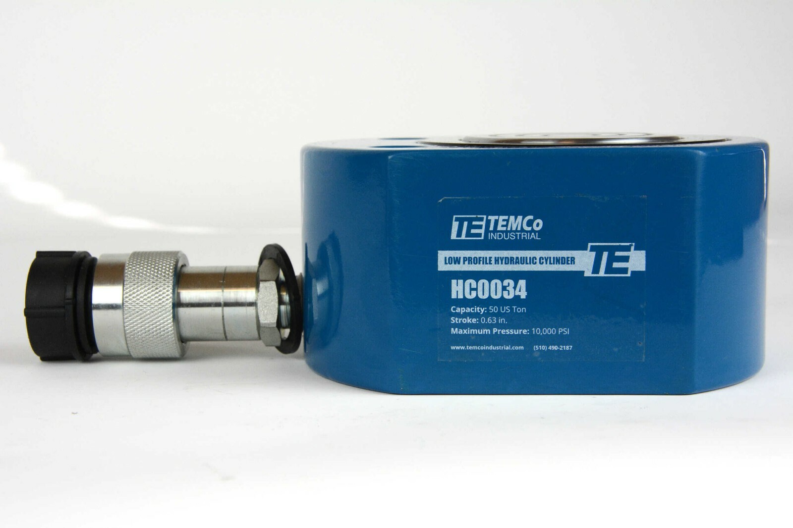 TEMCo HC0034 Low Profile Height Hydraulic Cylinder Puck 50 Ton, 0.63" Stroke