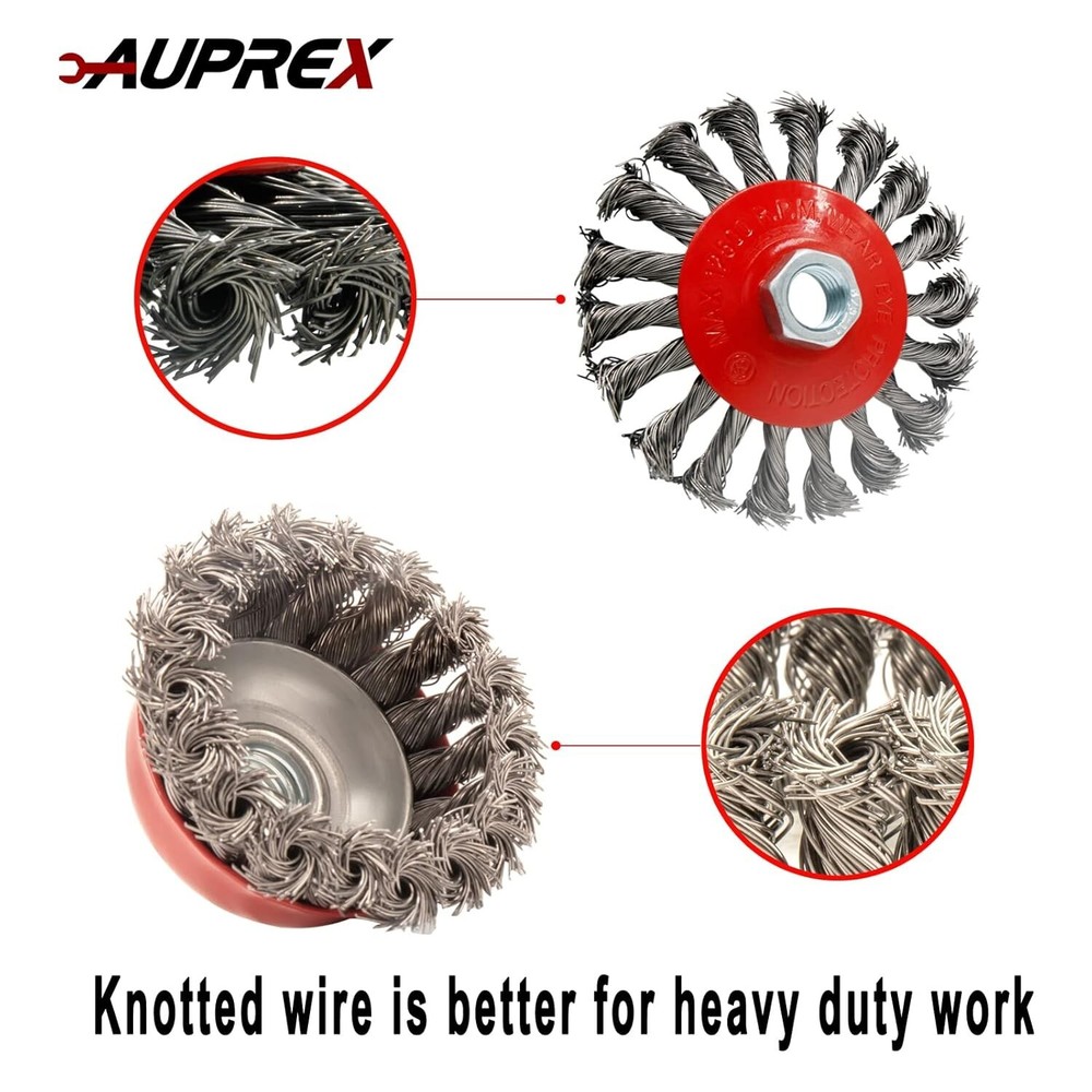 Versatile 4-Pack Carbon Steel Wire Brushes & Cups for Angle Grinders, 5/8" Arbor