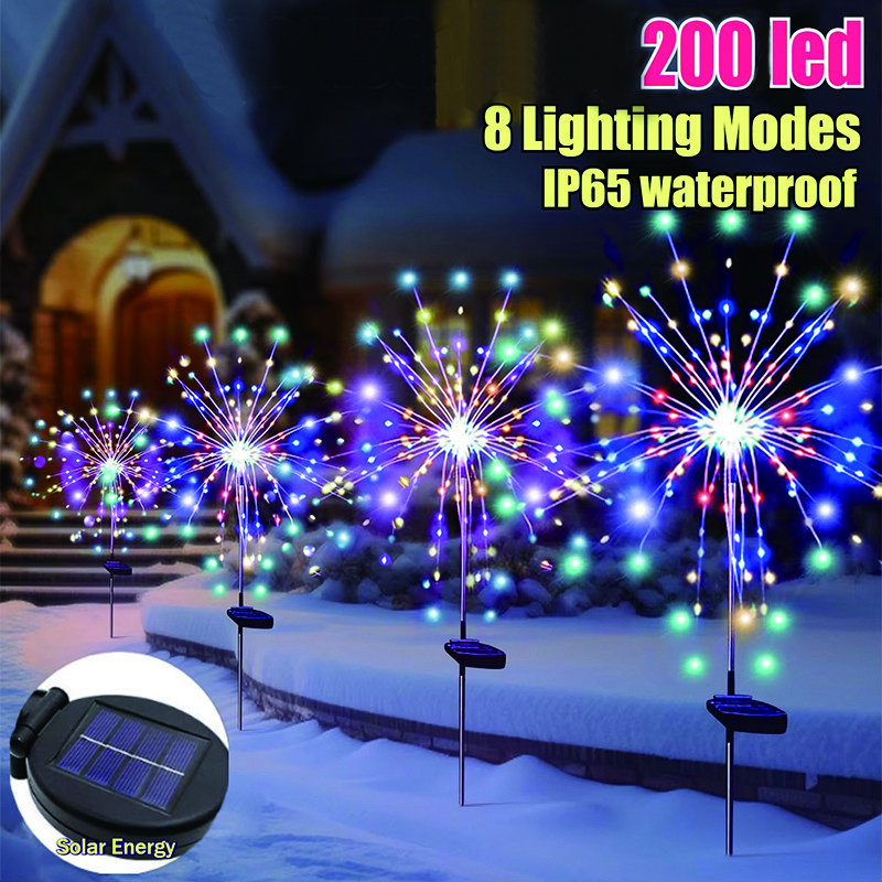 2-4 PACK LED Solar Firework Light Garden Outdoor Waterproof Path Lawn Decor Lamp