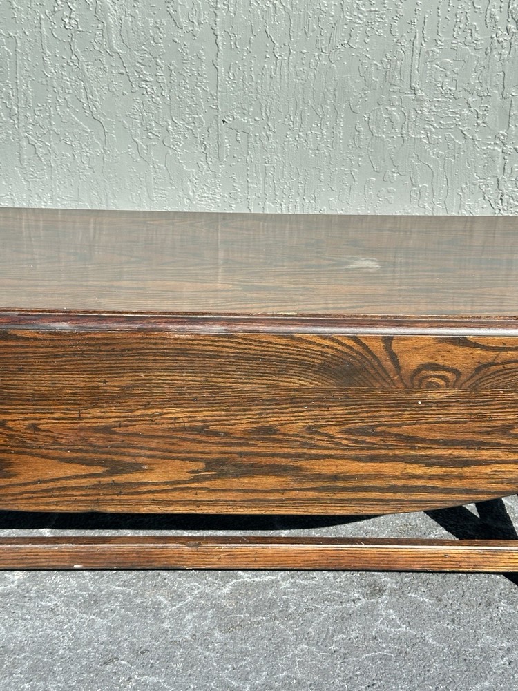 Vintage Cushman Classics Drop-Leaf Oval Coffee Table – Solid Oak