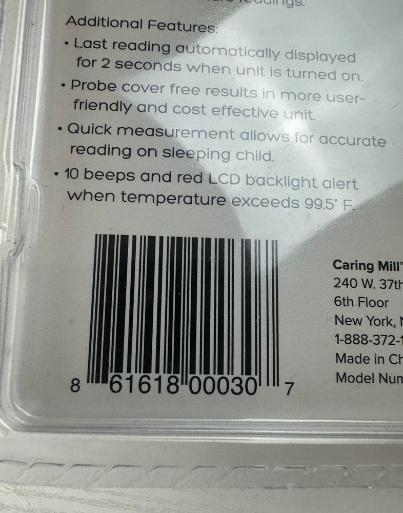 Caring Mill Instant Ear Thermometer Color Coded Fever Alarm One Second Reading